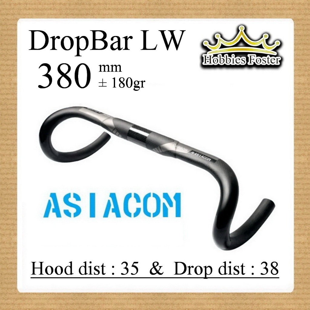 HBF Drop Bar Carbon ASIACOM 380 mm Dropbar Aero Lightweight Handle Bar Roadbike