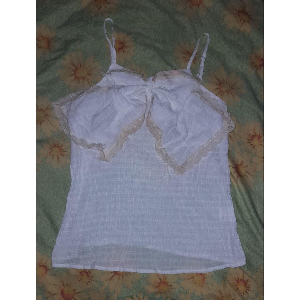 tanktop renda ribbon coquette sawako fairy babydoll gap midi dress kemeja ruffle blouse
