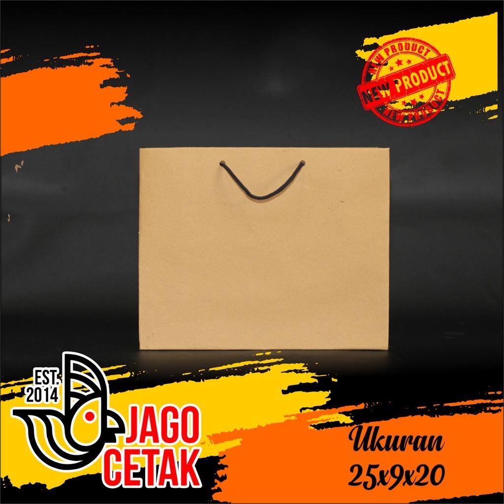

Paperbag 25x9x20 landscape craft coklat polos, paper bag Tas kado murah