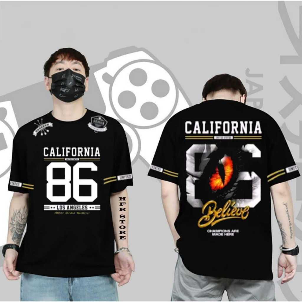 TERBARU KAOS DISTRO PRIA WANITA MOTIF ANGKA 86 CALIFORNIA TERLARIS VIRAL TERPOPULER 2025