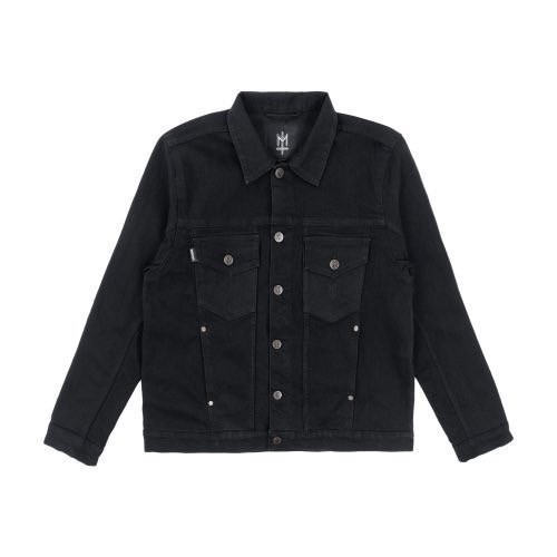 SANKRO MATERNAL DISASTER BLACK WASHED TRUCKER DENIM JACKET