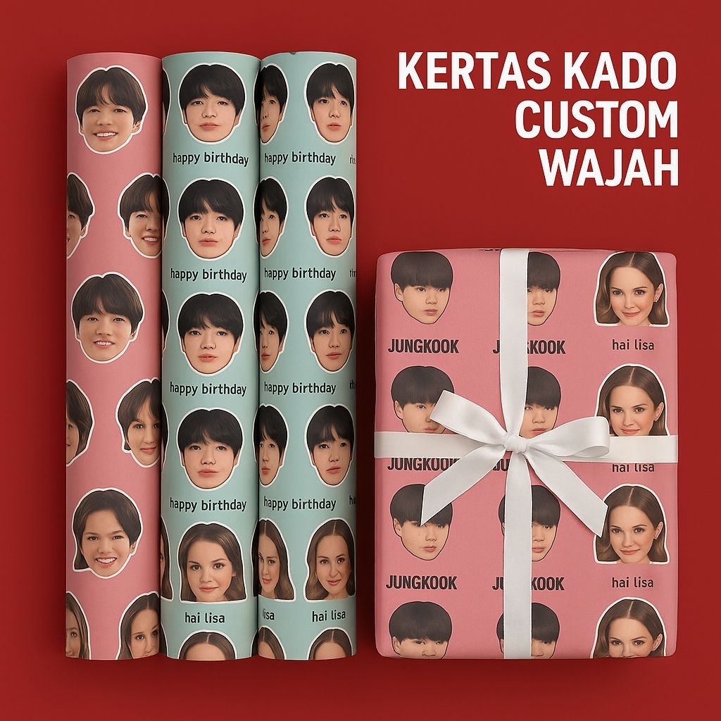 

Kertas Kado Wajah Logo Merek Suka Suka bisa request