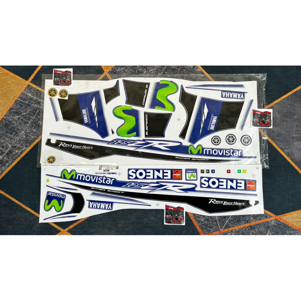 STIKER BODI 125Z. STRIPING BODY YAMAHA 125ZR WARNA BIRU MALAYSIA (16 BLUE MOVISTAR)