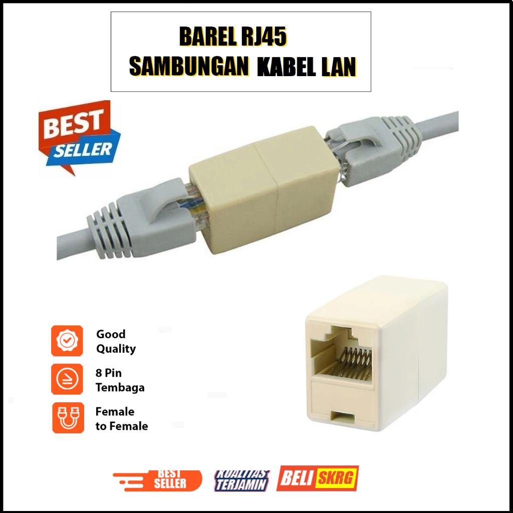 Sambungan Kabel LAN konektor Adapter Barel Kabel Internet LAN