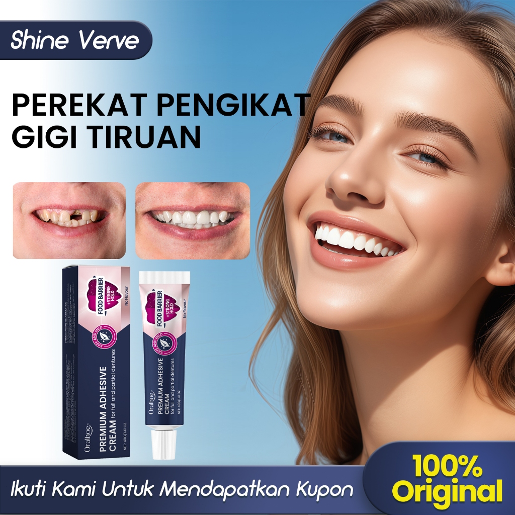 Oralhoe Perekat Pengikat Gigi Tiruan 40g Lem Gigi Palsu Kuat Perekat Gigi Tiruan Tahan Lama Fix Gigi