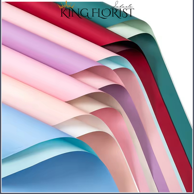 

20 LEMBAR Flower Wrapping Paper Dua Warna Pastel Polos Kertas Bouquet KB14