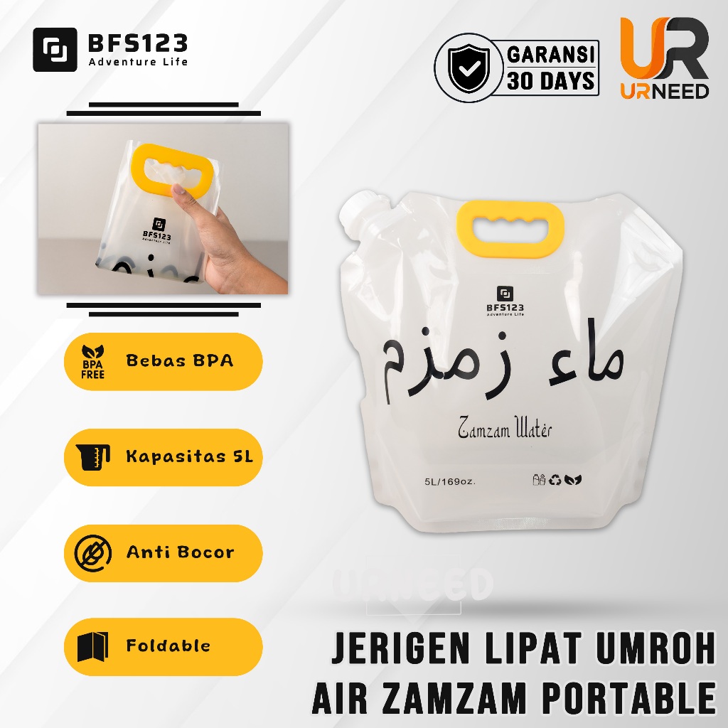 BFS123 Tempat Air Zamzam Lipat Portable 5 Liter BPA Free Perlengkapan Haji Umroh Portable Water BAG