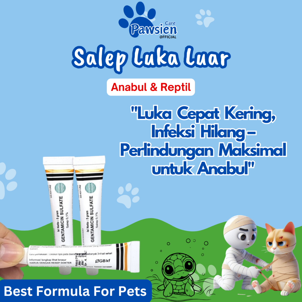 Obat Luka Bernanah & Infeksi Kulit Kucing Anjing | Obat Salep Luka Kucing Genta Antibakteri