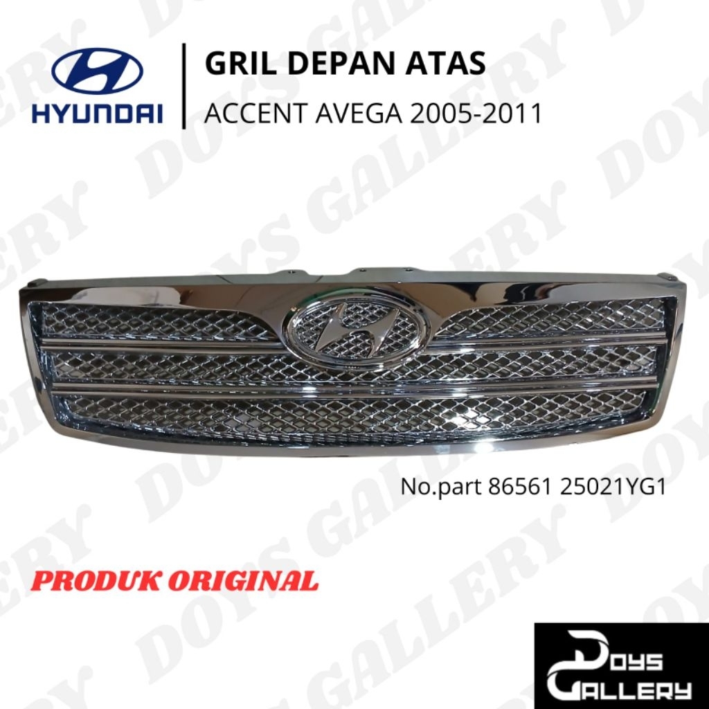 Grill depan mobil hyundai accent avega tahun 2005 sampai 2011 warna full chrome asli original