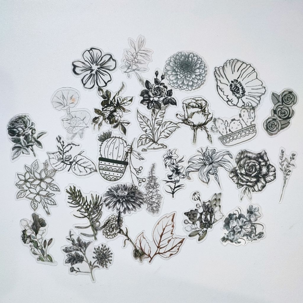 

STIKER WATERPROOF FLOWERS MONOCHROME
