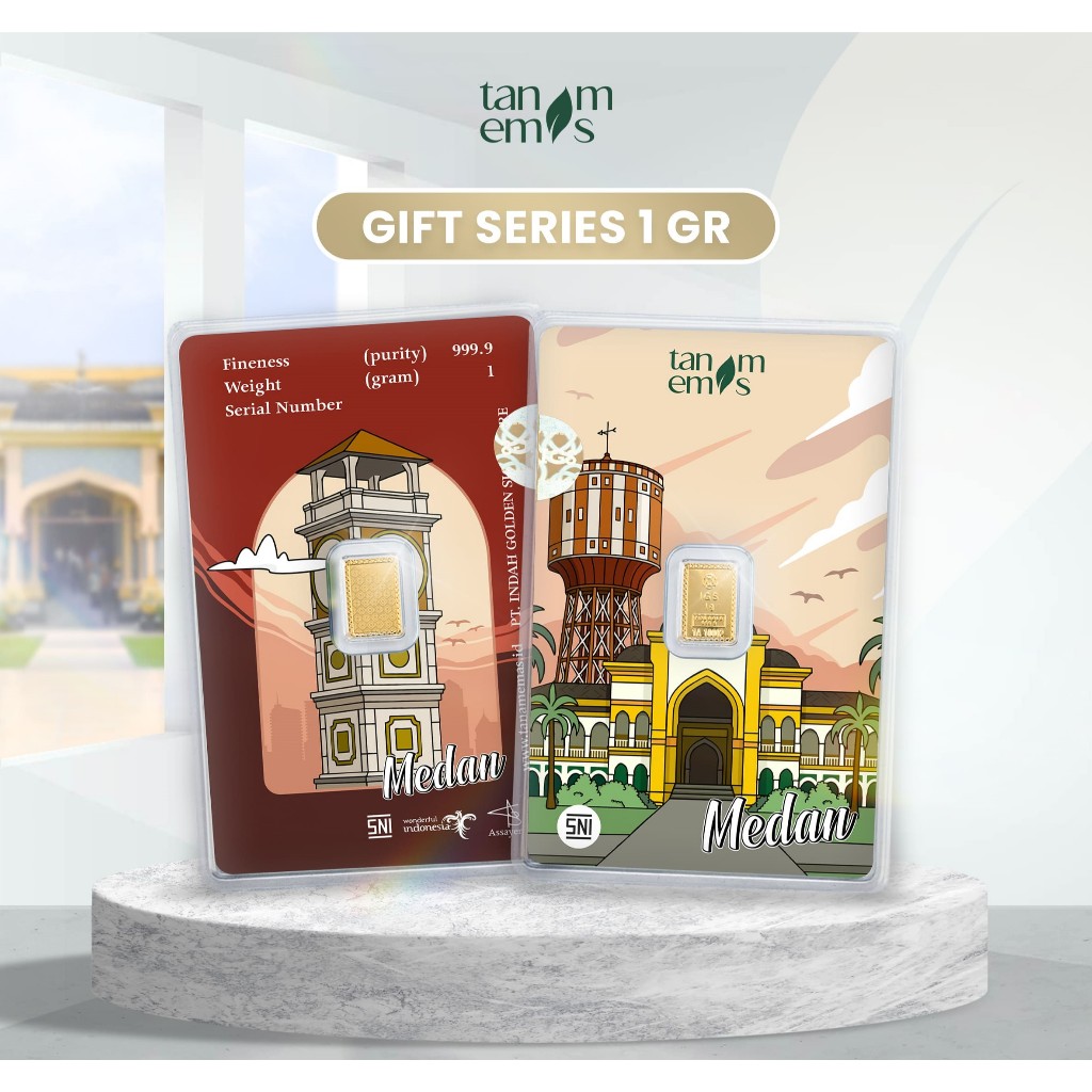 Logam Mulia Tanam Emas series Medan 1 gram Bersertifikat Kadar 99,99%
