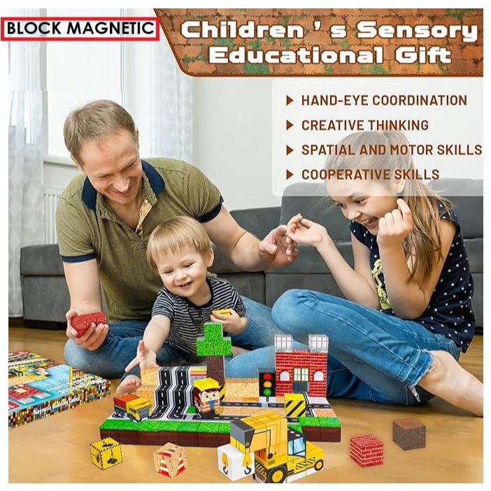 2025 MAINAN ANAK DIY PUZZLE Minecraft. BELKO KONTRUKSI BEKO MOBIL 4D Cubes Magnetik MAGNET Balok Blo