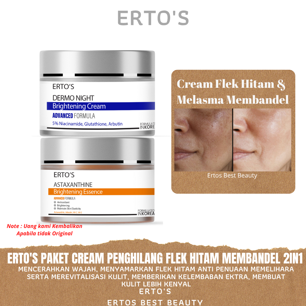 Ertos Paket Cream Krim Penghilang Flek hitam Membandel Ampuh BPOM ori ( Astaxanthine & Night Cream )