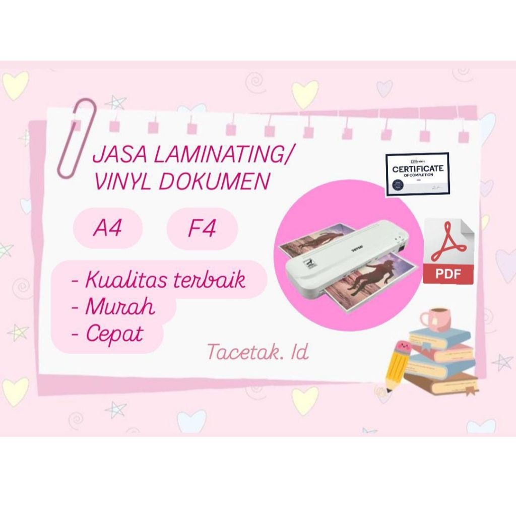 

JASA LAMINATING/VINYL DOKUMEN ukuran A4/F4