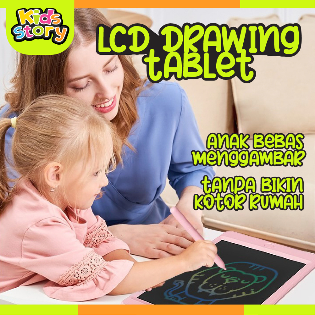 LCD TABLET DINO KARAKTER EDUKASI ANAK / DRAWING WRITING TABLET Belajar Sekolah / Papan Tulis Digital