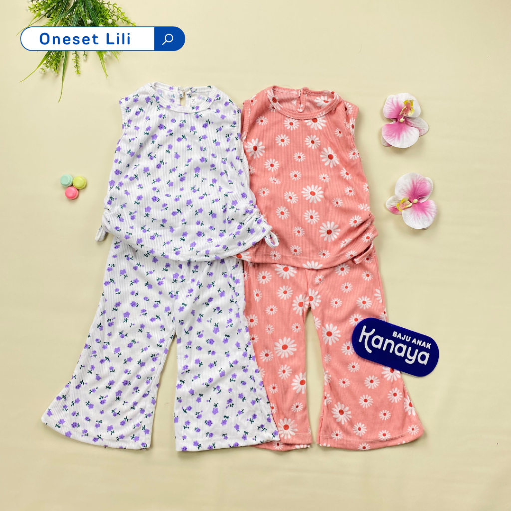 SETELAN LILI BAHAN KAOS RIB KNIT ONESET ANAK PEREMPUAN 1-5 TAHUN