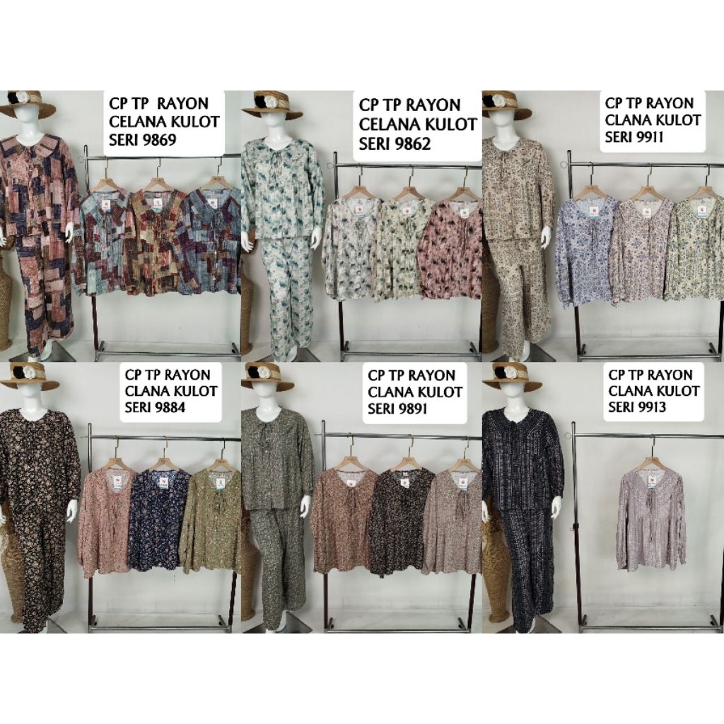 familia | Setelan PIYAMA PP Sielie premium Motif kerah Kancing Full Celana Kulot | Baju Tidur Dewasa