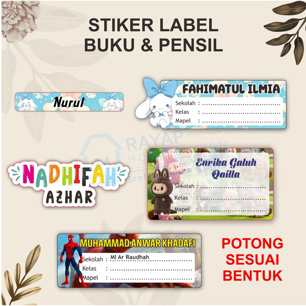 

Stiker Label Buku dan Pensil Karakter (Paket)