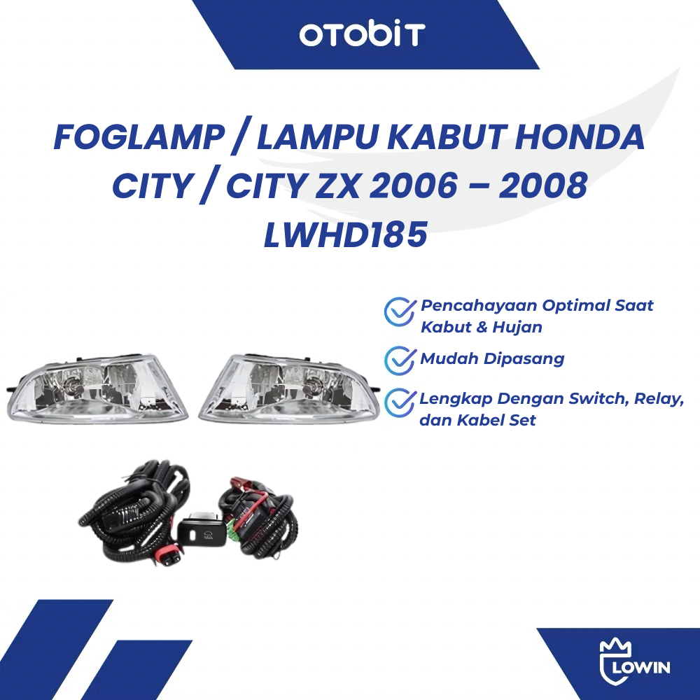Foglamp Honda City / City ZX 2006 - 2008 | Lampu Kabut LWHD185 H11 12V 55W + Kabel Set Lengkap