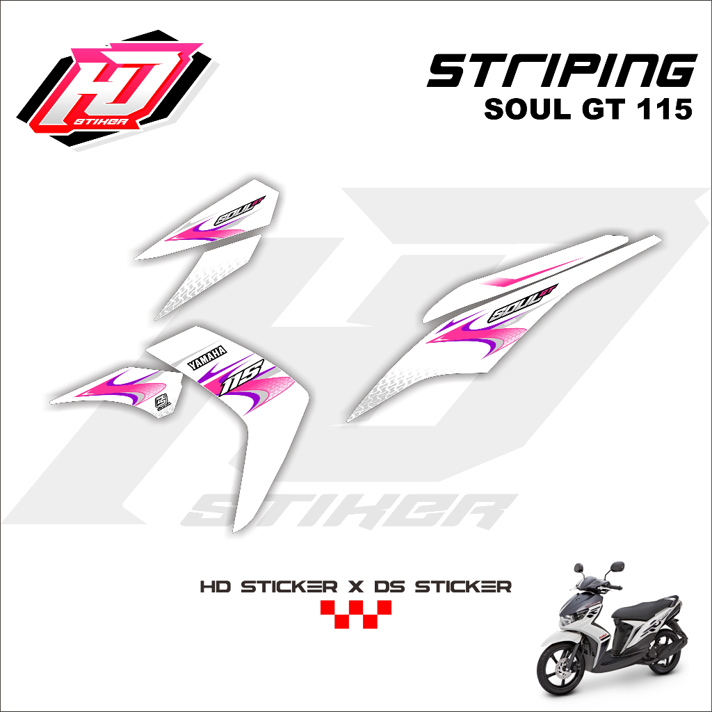 Stiker Striping Motor Mio Soul GT 115 Decal Sticker Soul GT 110 Varian WHITE HD180725 HD STIKER