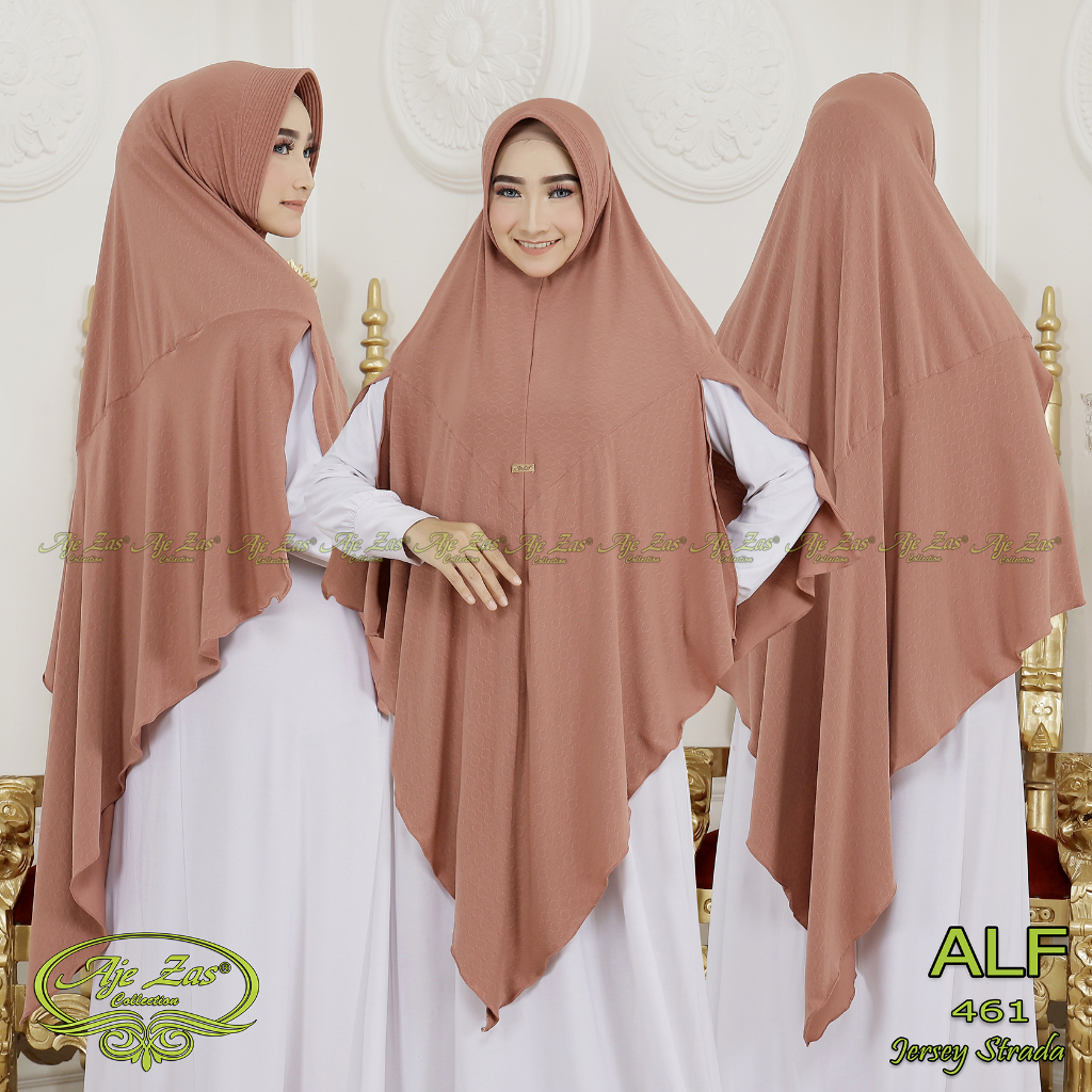 BISA COD Hijab Bergo Instan Jumbo Pet Antem Kode ALF Bahan Jersy Stradal By Ory AjeZas Collect