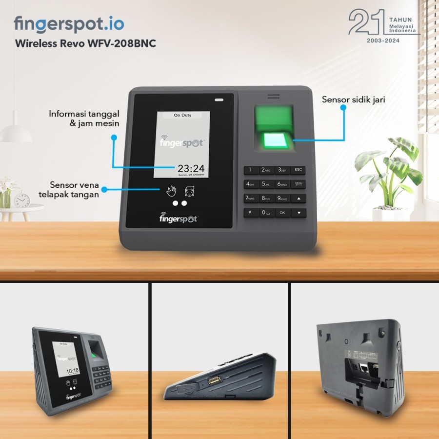 Fingerspot Revo WFV-208BNC | Absensi Tanpa Sentuh  Mesin | Absensi Wajah | Absensi Vein | Absensi Si