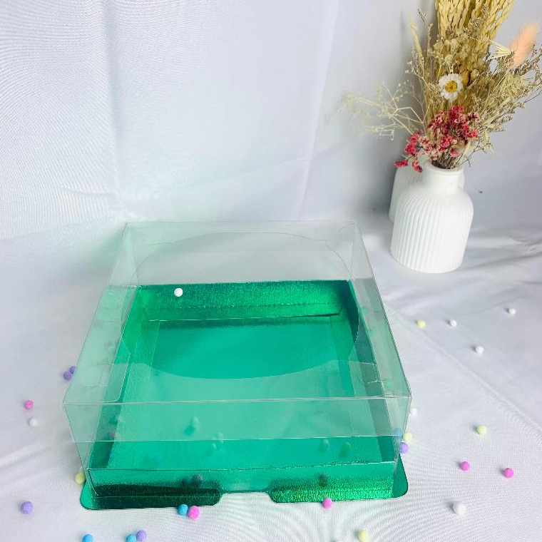 

Kotak Kue Box Mika Cake Box 18x18 cm Box Puding Kotak Kue Mika Transparan PET Kotak Kado Gift Box Kotak Hantaran Cupcake Toples Dus Hadiah - Tutup Transparan M15