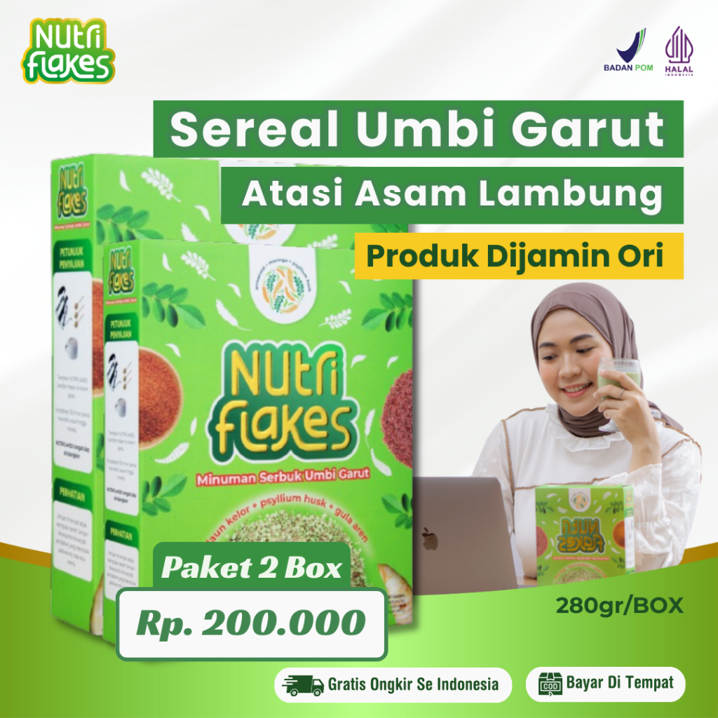 

Nutriflakes Sereal Umbi Garut - Ampuh Mengatasi Asam Lambung, Maag Dan Gerd 2 Box