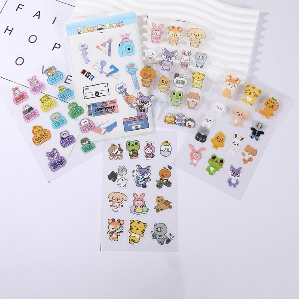 

Sticker Stiker Transparant Miniteen Seventeen anti air lucu gemes kpop isi 5 lembar