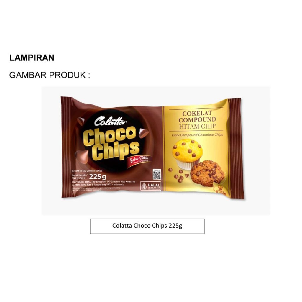 

COLATTA CHOCO CHIPS POUCH 225gr