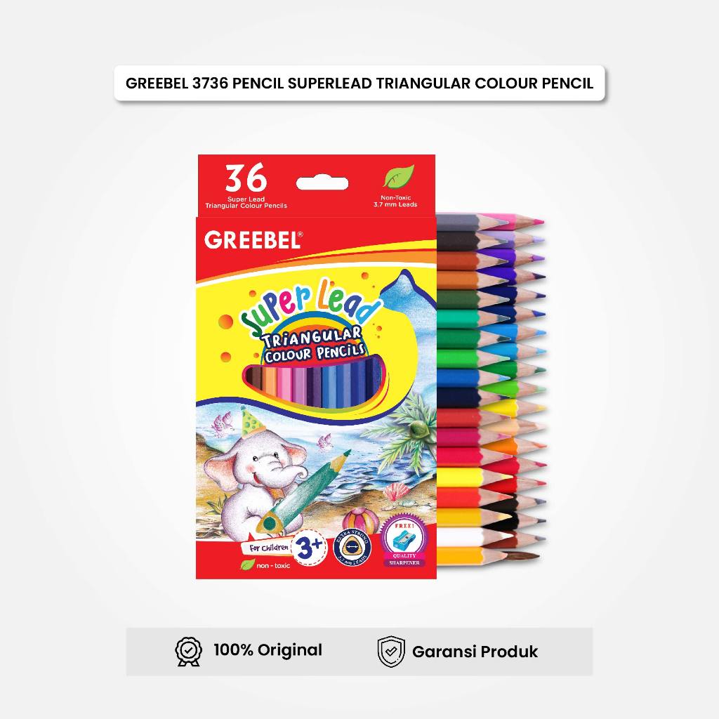 

GREEBEL Pensil Warna 36 Warna 3736 Super Lead Triangular Color Pencil Timur Agung Grosir