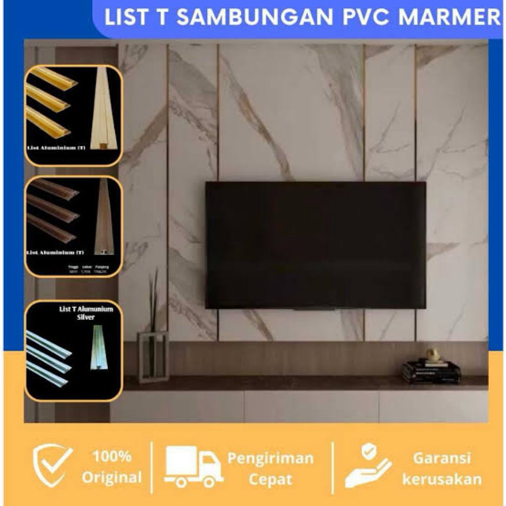 List T Gold Lis Penutup Celah Frame Edging Alumunium Strip Panjang
