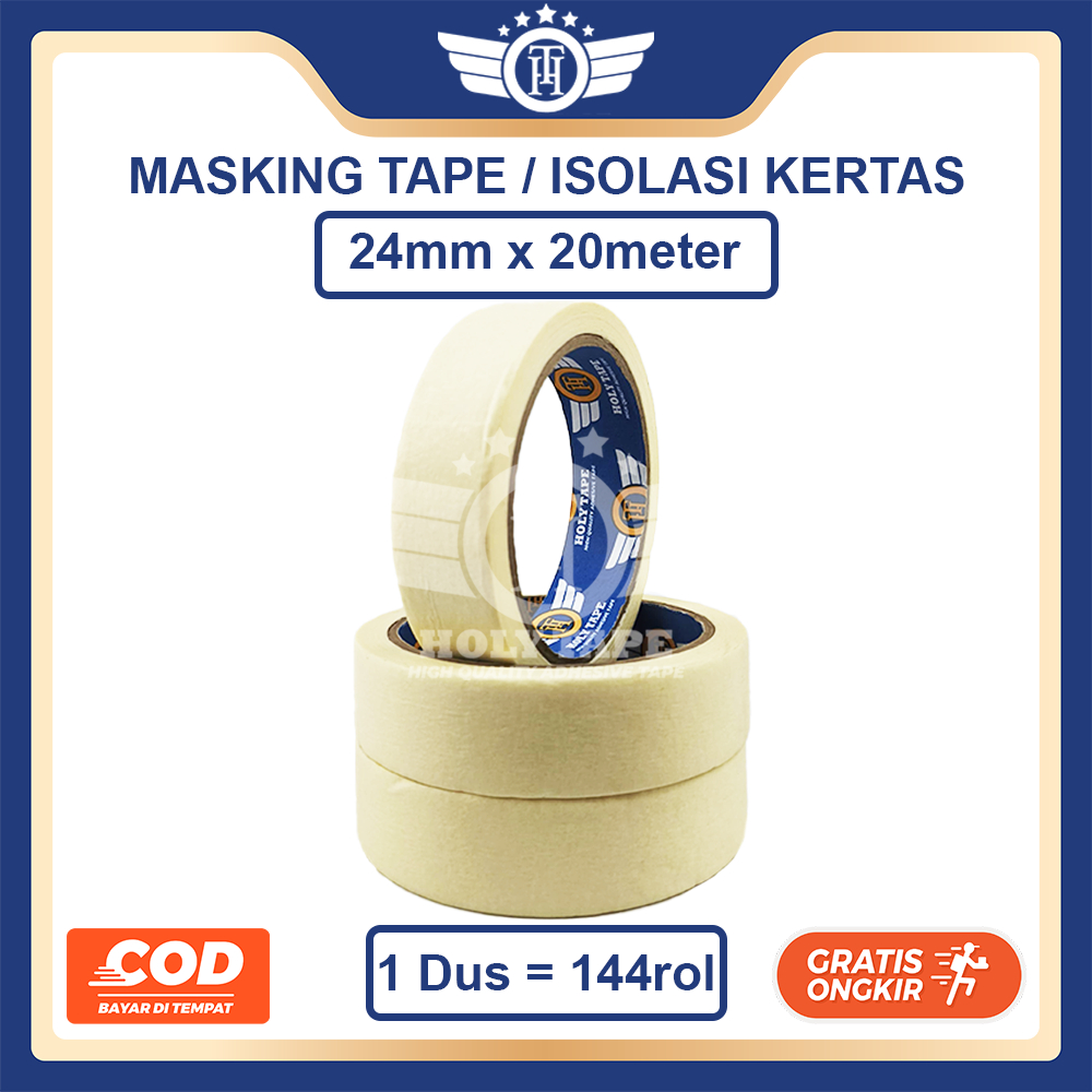 

LAKBAN KERTAS / MASKING TAPE 1 inch ( 24 MM x 20 METER ) HOLYTAPE