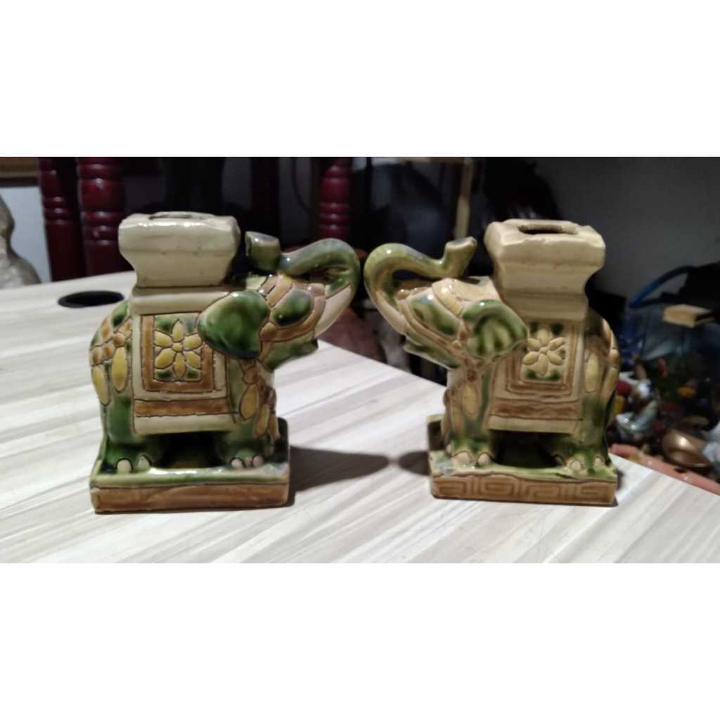 Patung Gajah Keramik Vintage Hiasan Rumah Unik Antik Klasik Dekoratif Kuno Jadul Antik