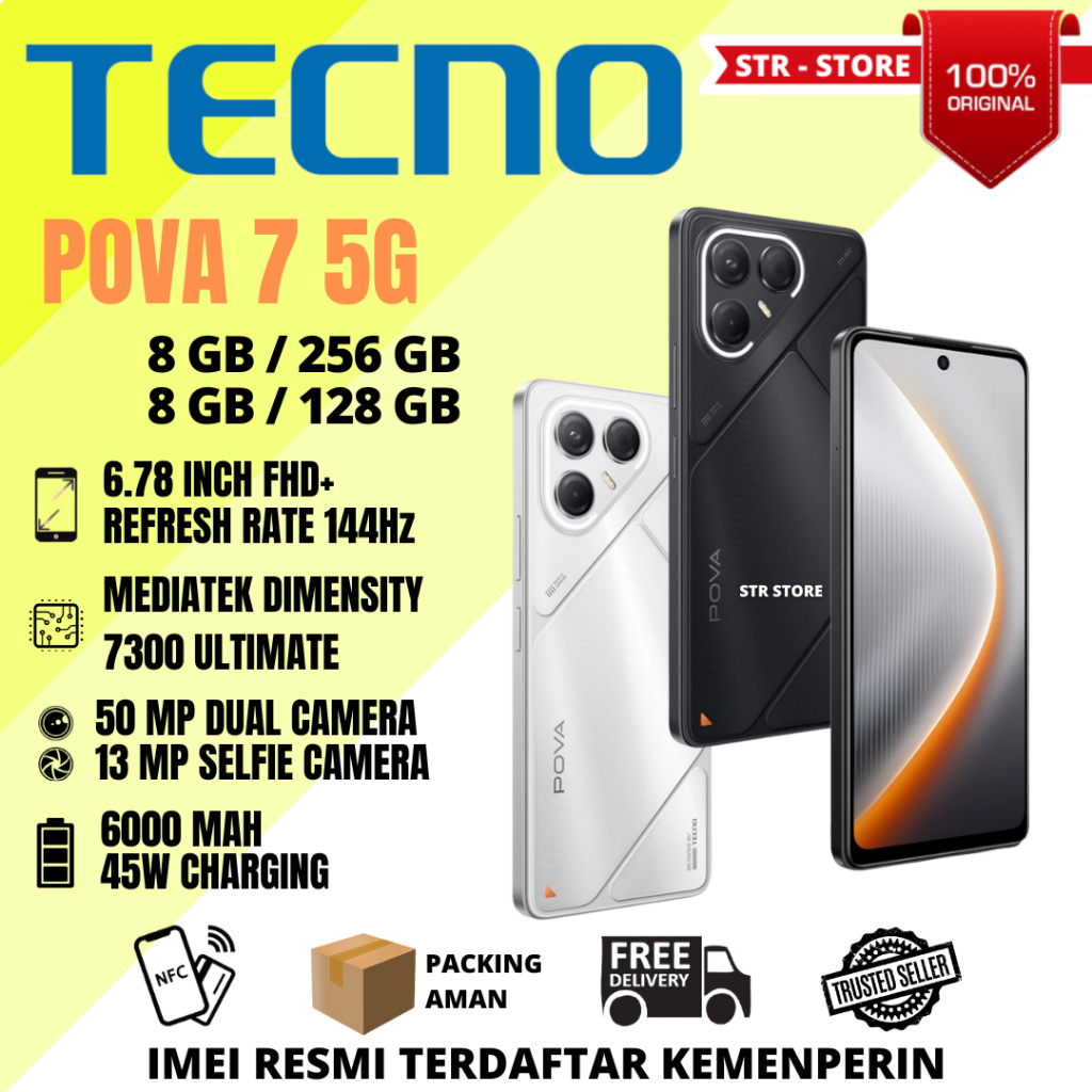 TECNO POVA 7 5G 8/256 GB GARANSI RESMI TECNO POVA 7 5G 8/128 GB POVA 7 5G NFC  - TECNO POVA 7 5G