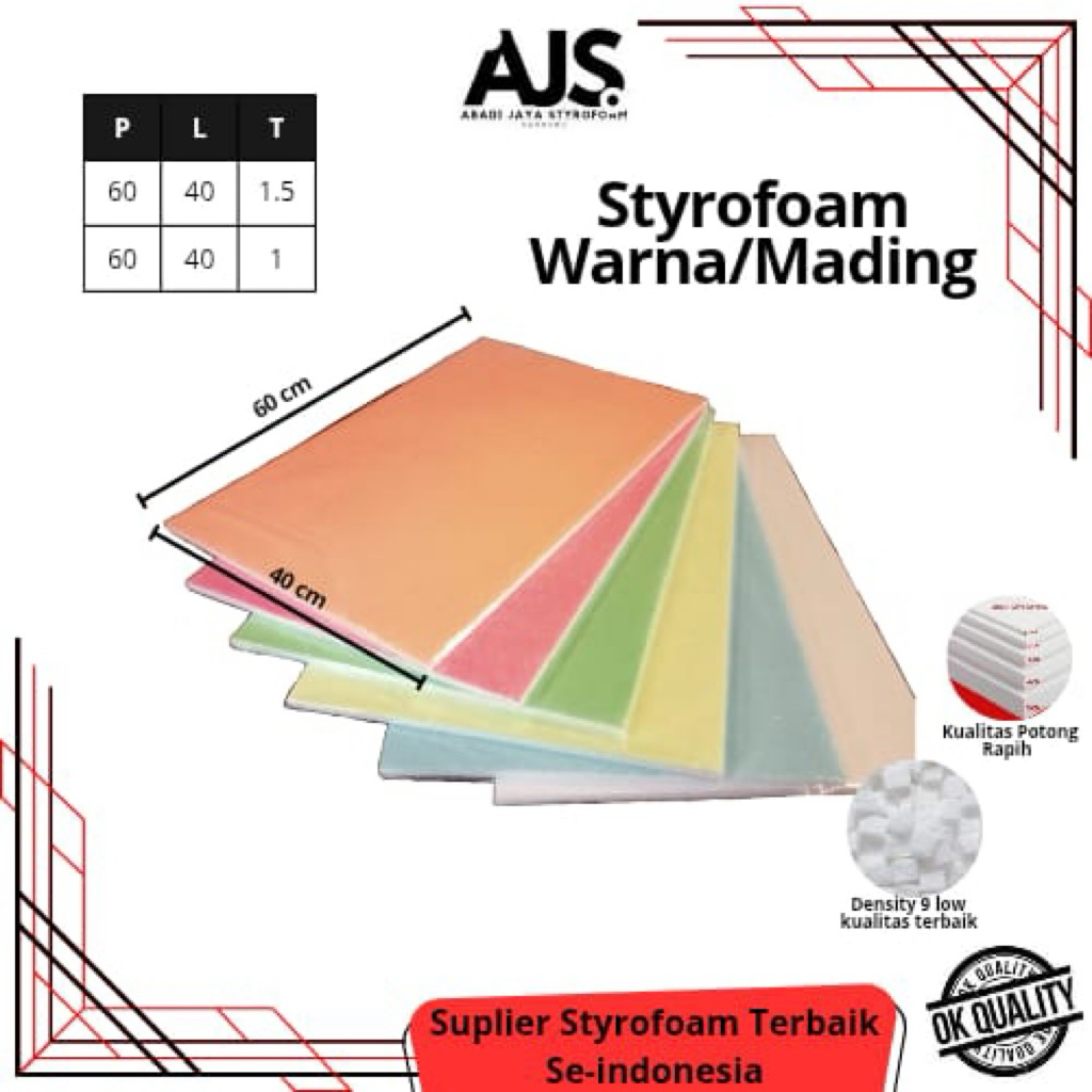 

Styrofoam Mading Warna 60x40