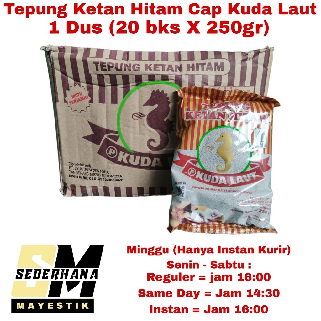 

Cap Kuda Laut Tepung Ketan Hitam Halus 1 Dus (20 bks X 250gr)