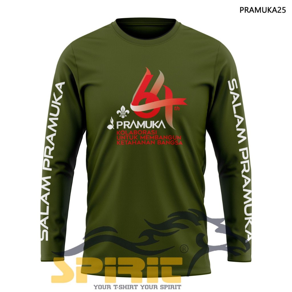 Kaos Pramuka Logo Resmi 2025 Pramuka ke 64 tahun Lengan Panjang Pria Wanita Baju Lapangan Pramuka Na
