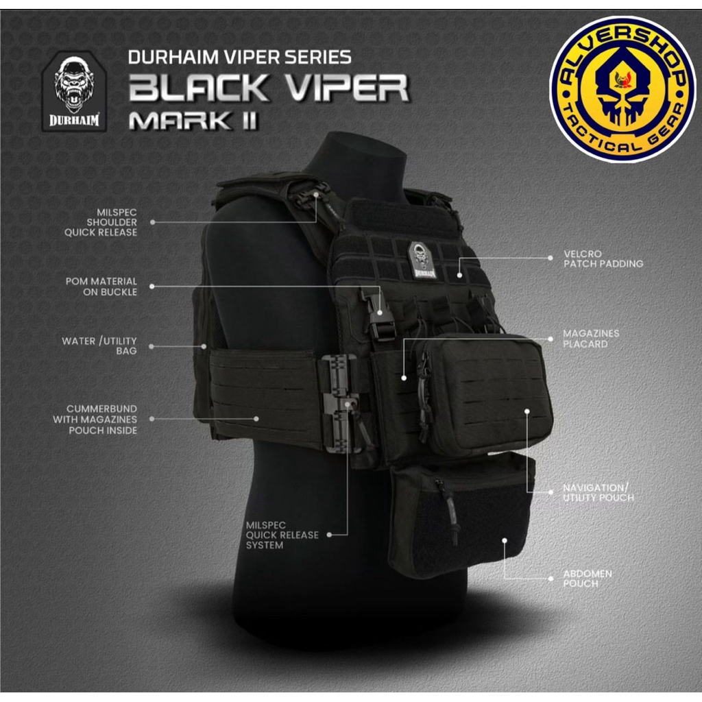 Rompi Tactical Bodyvest Blackviver Viver MK2 Durhaim Original Alvershop_TG