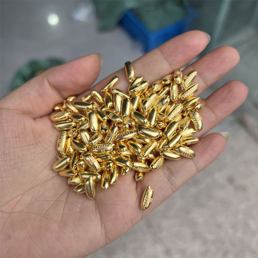 100PCS Mini Emas Batangan Palsu Kacang Bahan Paduan Untuk Props Hiasan, Feng Shui Rumah Emas Batang