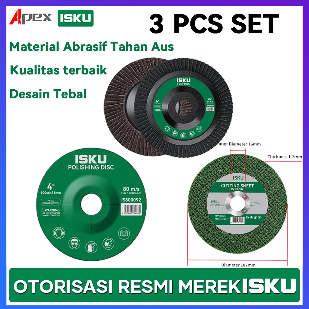 ISKU Mata Gerinda 4 inch Batu Gerinda Potong Cutting Wheel Disc Lecpop/Amplas Susun Mata Gerinda Fla