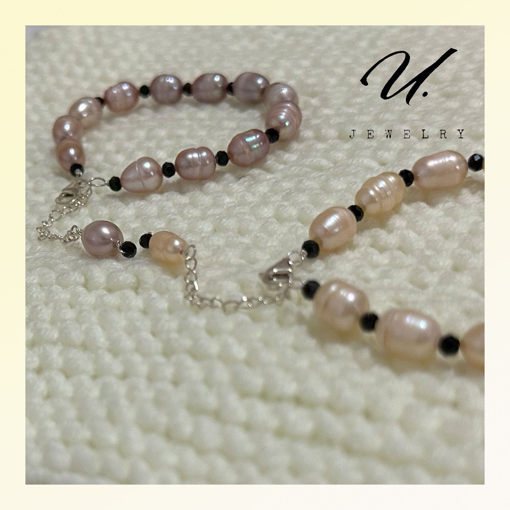 Gelang Silver 925 Mutiara Asli Lavender Peach Model Tiffany