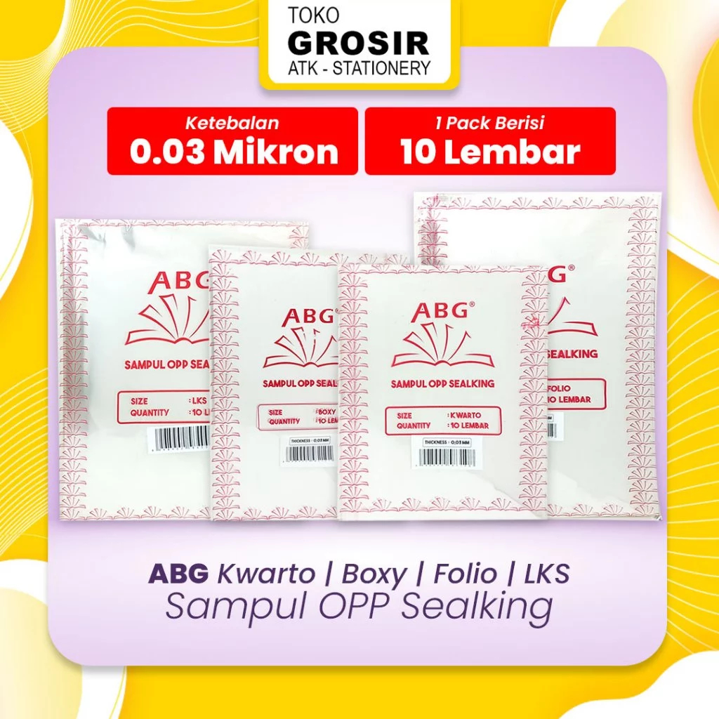 

ABG Sampul OPP Sealking Kwarto Boxy LKS Folio 10 Lembar - Sampul Buku Plastik OPP 0.03 mm dengan Perekat 2