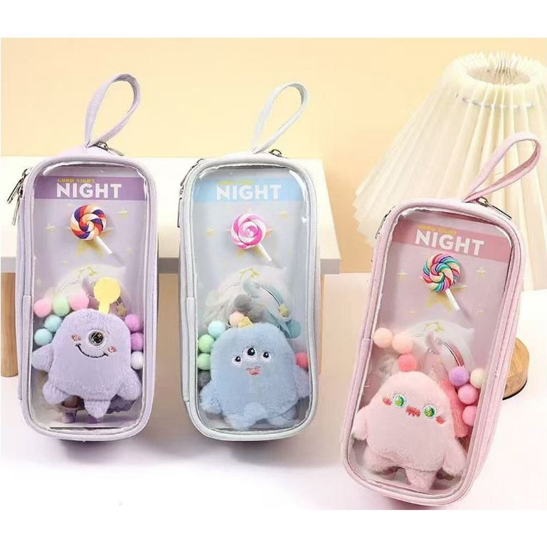 

Kotak Pensil Anak Kekinian Monster Imut Lucu Desain Transparan – 3028