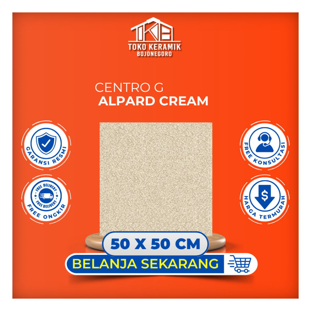 Keramik Lantai Matte Kasar 50x50 cm Centro G Series Alpard Cream