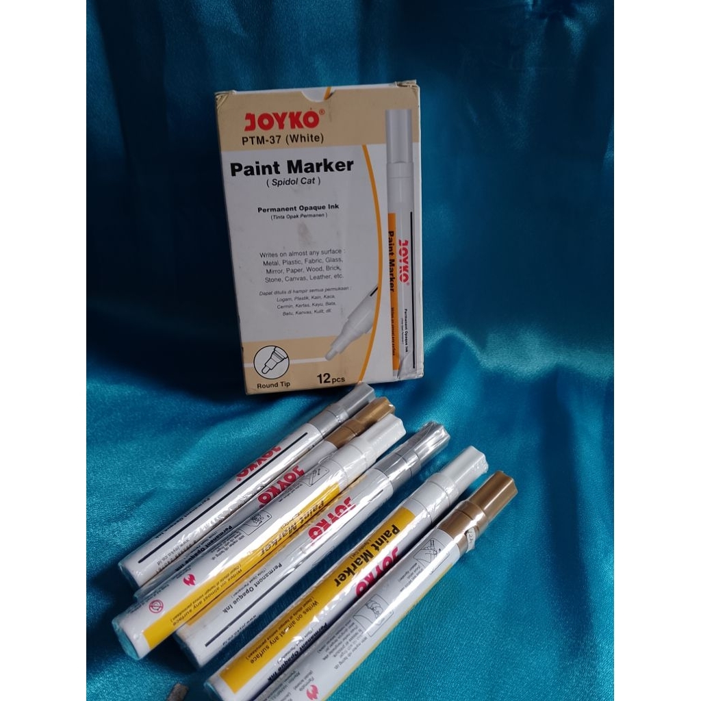 

Promo Cuci Gudang" Spidol Joyko Permanent Putih, Silver, Gold.