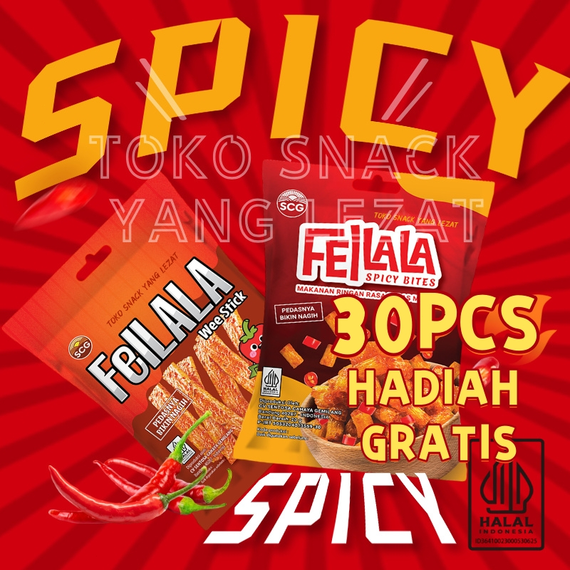 

30Pcs Snack Pedas Renceng Halal Juicy Snack Rasa Pedas Manis Murah Latiaoou Halal Pedas Spicy Cemilan Snack