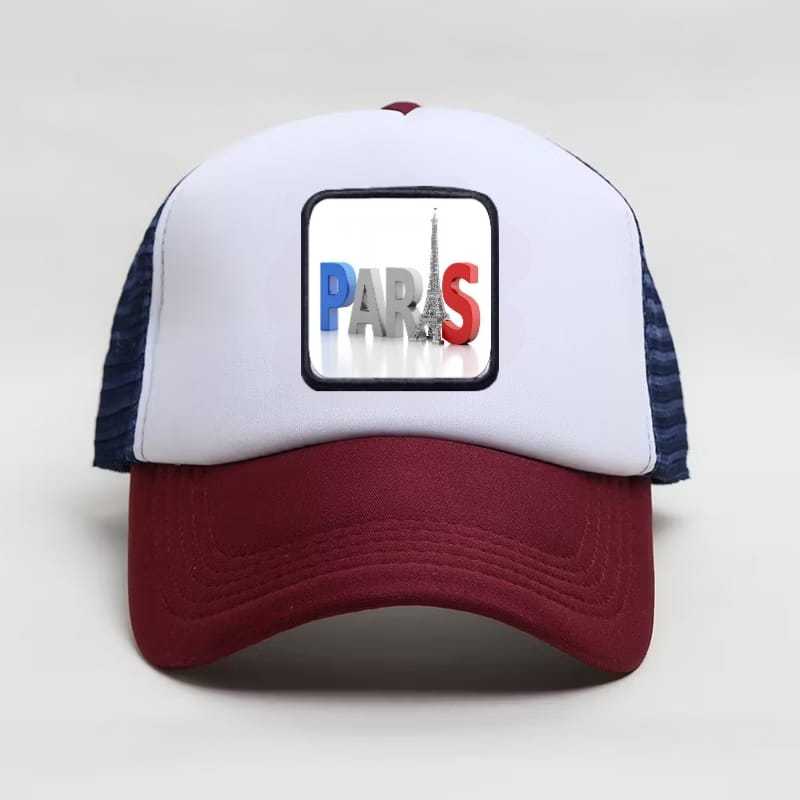 Trucker Hat Snapback Merah Putih  Topi Jaring Pria Distro Original