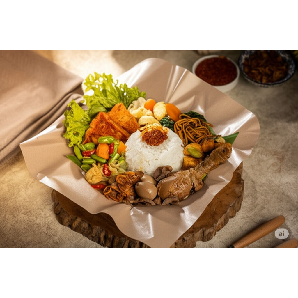 Alas Nasi Coklat/ Kertas Pembungkus Makanan Coklat/ Kertas Nasi Coklat / Seperti Kertas Nasi Cap Gaj