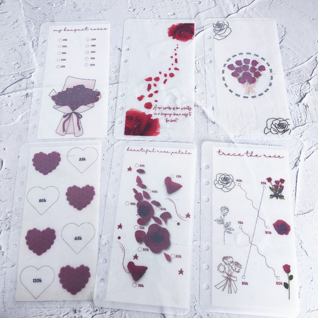 

RED ROSE - cash envelope matte laminating - glossy laminated - saving challenge - amplop tantangan nabung Korean style